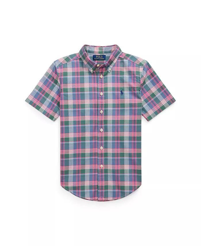 

Рубашка с коротким рукавом в клетку Big Boys Polo Ralph Lauren, зеленый