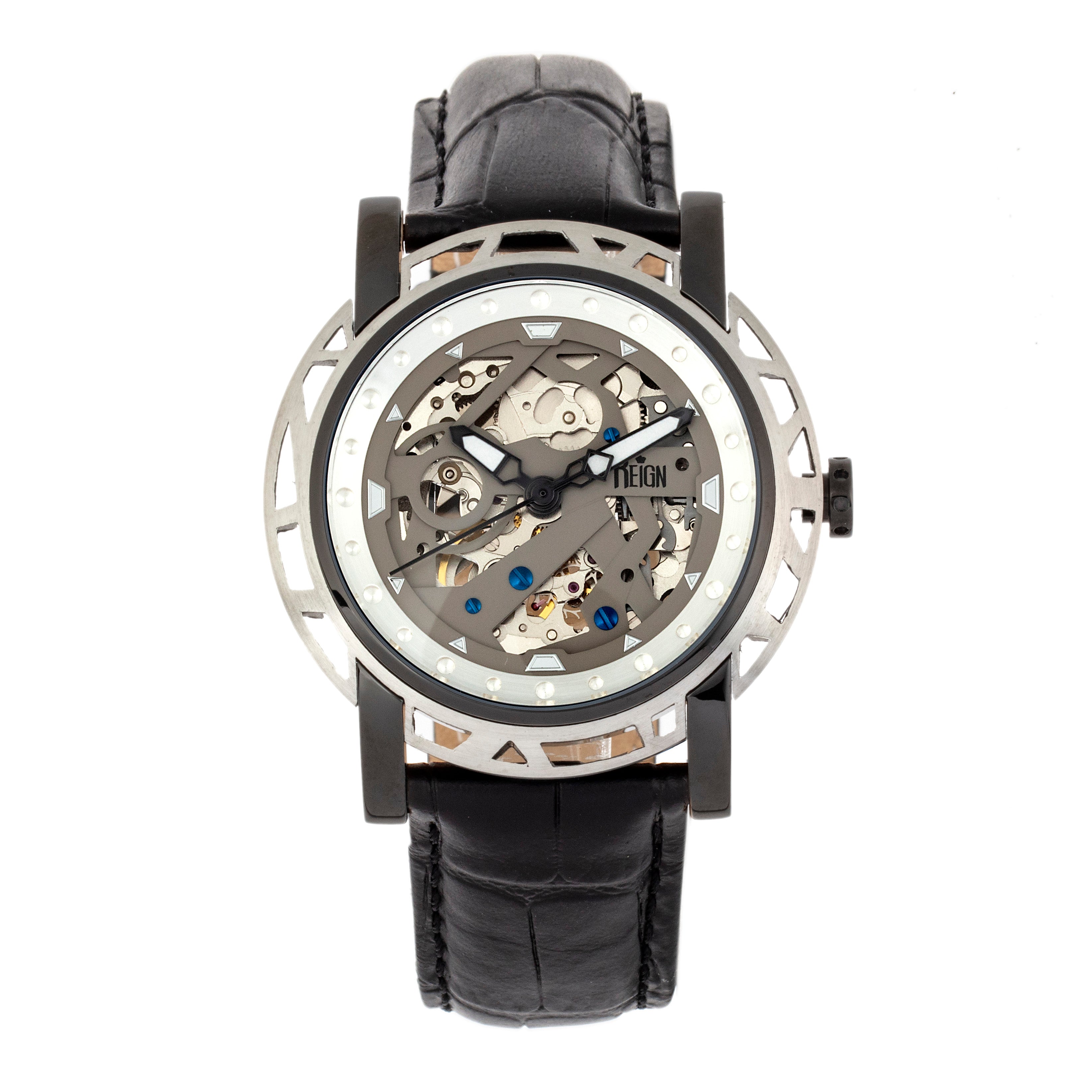 

Часы Stavros Automatic Skeleton с кожаным ремешком Reign, цвет charcoal