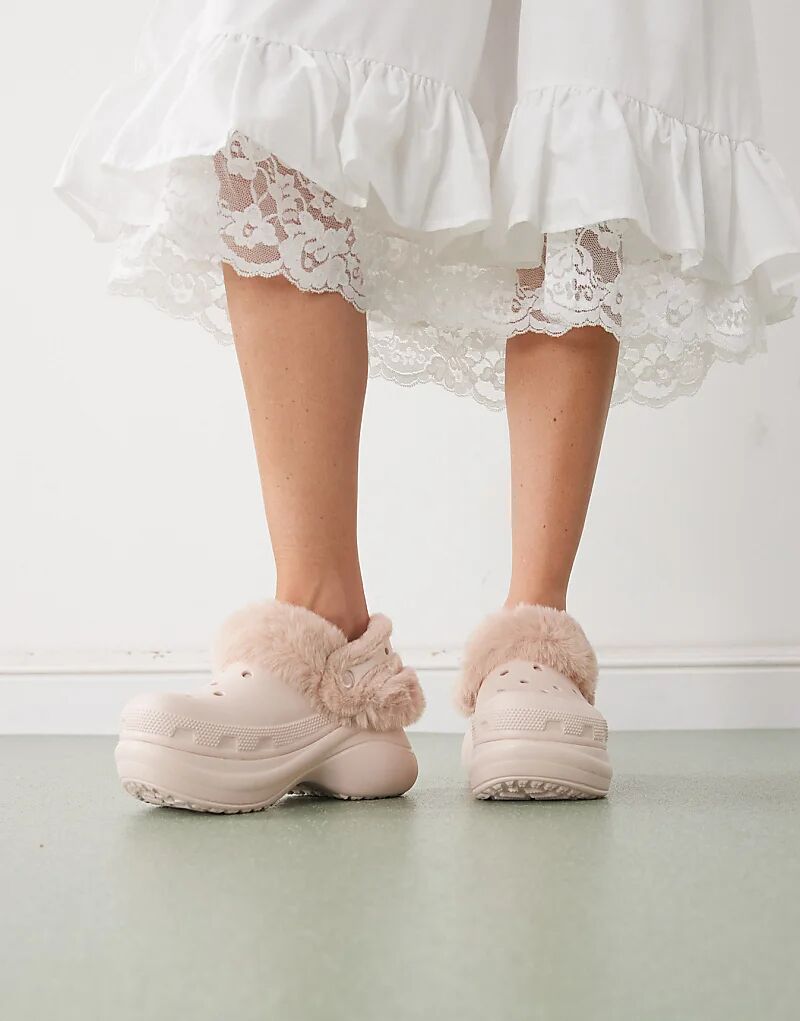 Сабо Crocs Bae с меховой подкладкой из кварца