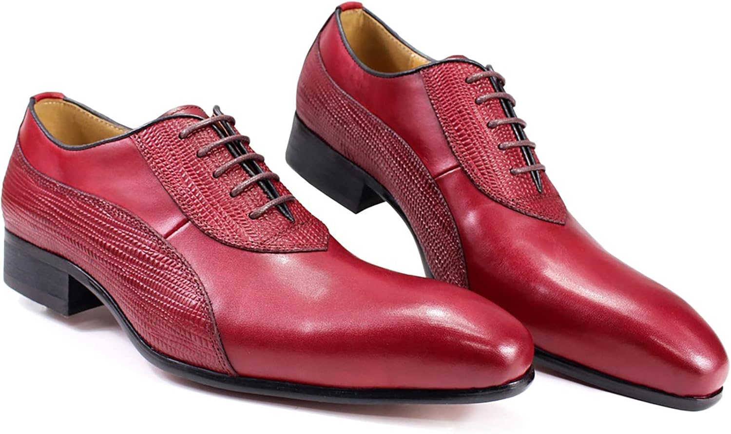

Мужские деловые повседневные оксфорды с отделкой броги, формальные кожаные шнурованные дерби для свадьбы и вечеринки, дышащие, красные, размер 40 Generic