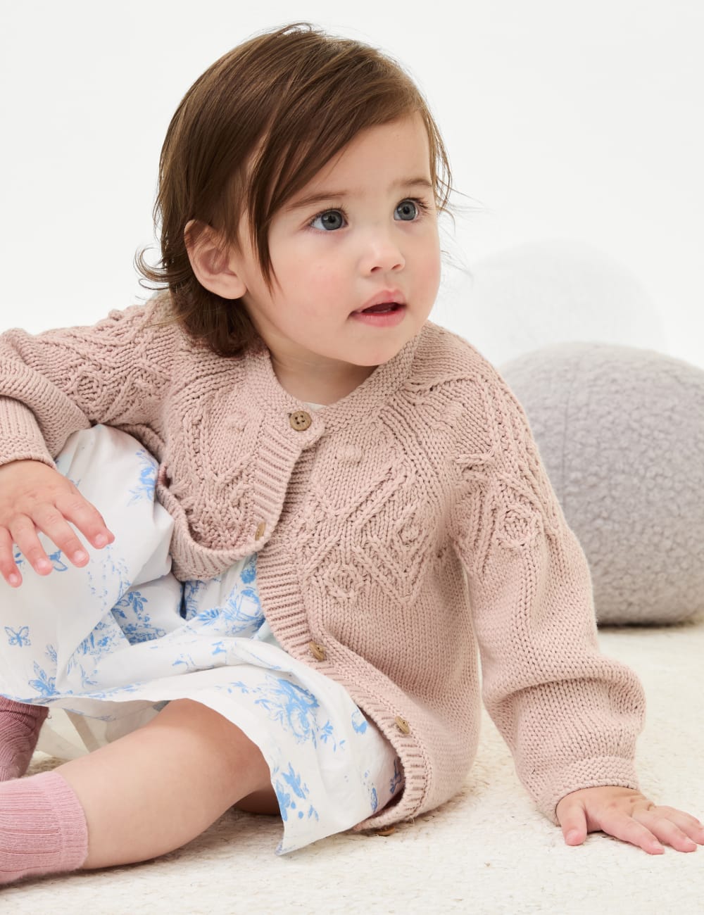 

Кардиган из чистого хлопка с узором Marks & Spencer, розовый