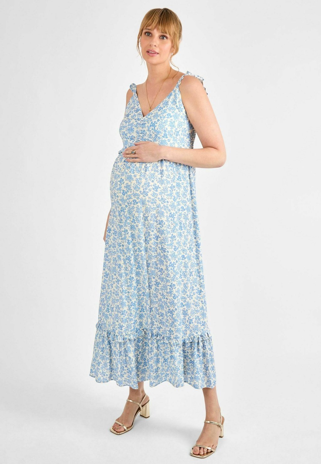 

Платье макси FLORAL FRILL SLEEVE JoJo Maman Bébé, бежевый