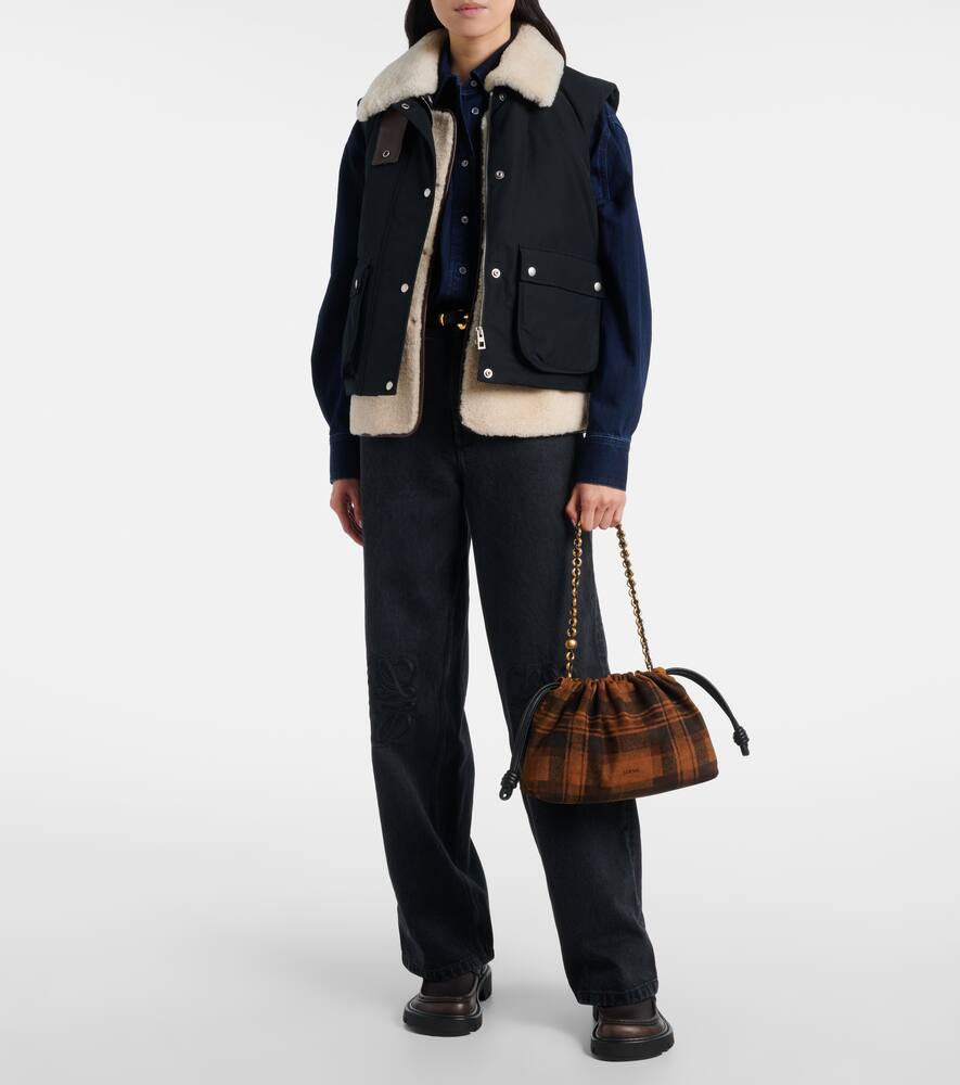 Жилет из хлопковой смеси с отделкой из овчины Loewe, Black — фото 2