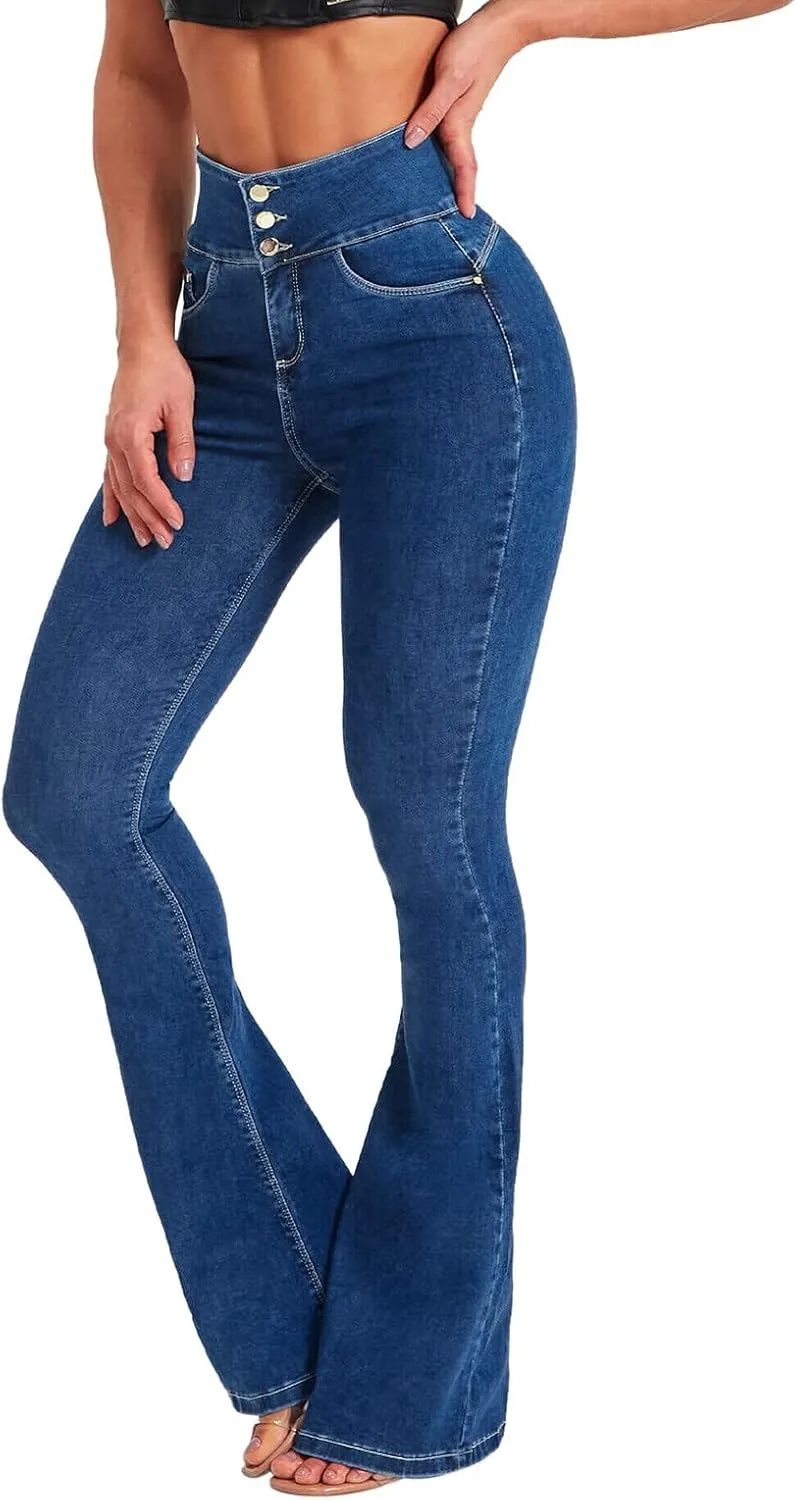 Джинсы Mid Rise для женщин Slim High Waist Blue Denim