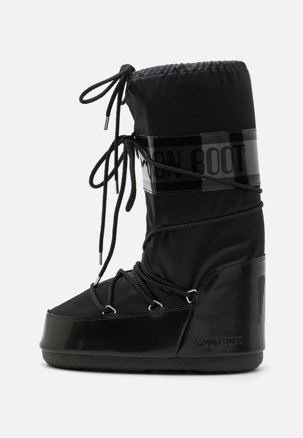 Ботинки Moon Boot Icon Glance Platinum Satin черного цвета