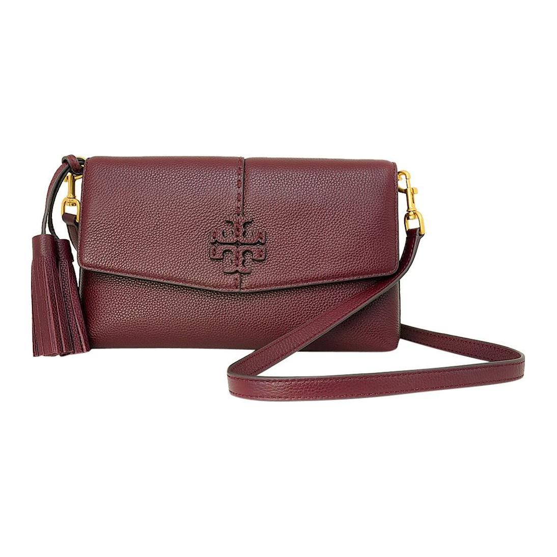 

Сумка через плечо из коровьей кожи бордового цвета Tory Burch