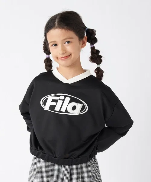 【FILA】Детская короткая толстовка с цветовыми блоками | Укороченный топ | Идеально подходит для танцев и уличного стиля