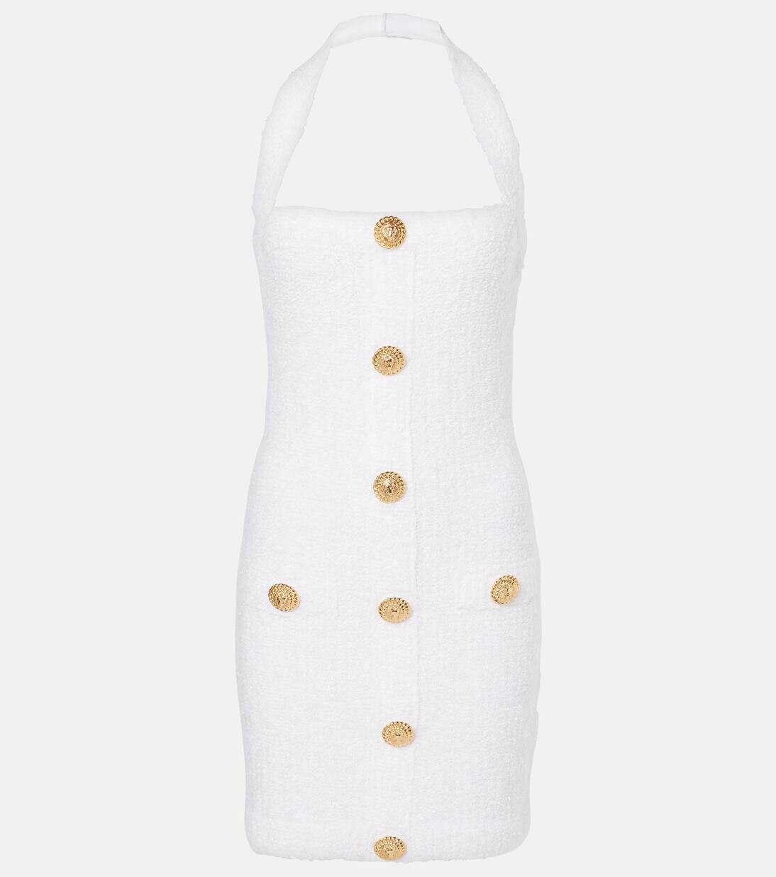 

Мини-платье с халтернеем Balmain, цвет blanc