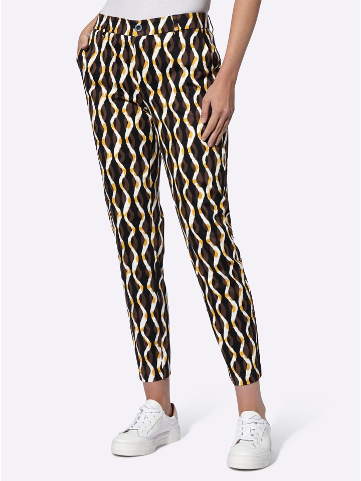 

Брюки с принтом шоколадно-экрюового цвета Heine