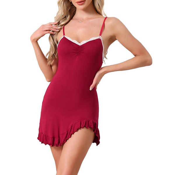 

Женский асимметричный халат-бэбидол из трикотажа Inspire Chic, Red