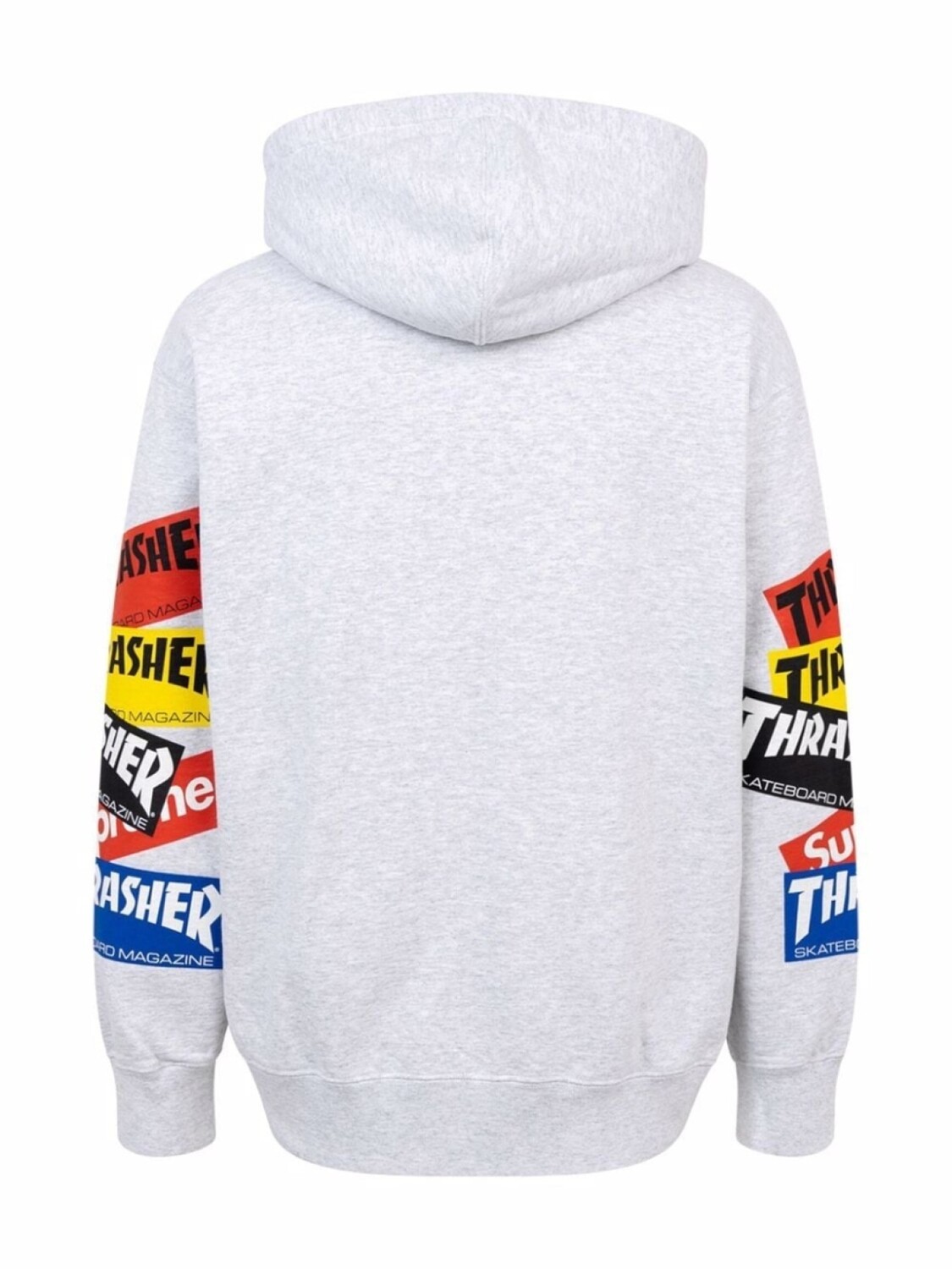 Supreme худи на молнии с логотипом из коллаборации с Thrasher, серый — фото 3