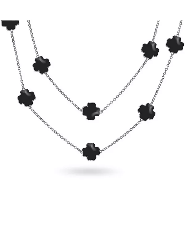 

Ожерелье из цветочной нити с белой, розовой, аквамариновой, черной эмалью, 40 дюймов Bling Jewelry, black