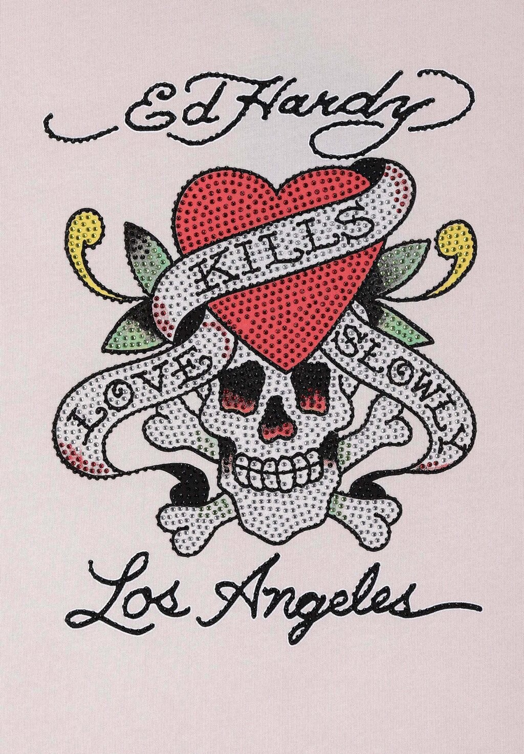 

Футболка с принтом LOVE KILLS SLOWLY DIAMANTE Ed Hardy, розовый