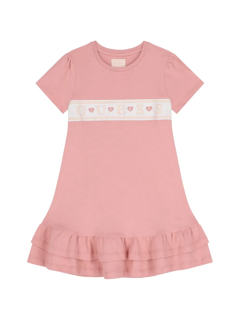Платье-рубашка с оборками Guess Kids, розовый