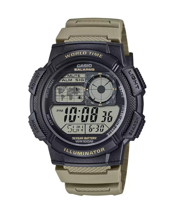 

Мужские цифровые часы из смолы цвета загара, 45 мм Casio, tan