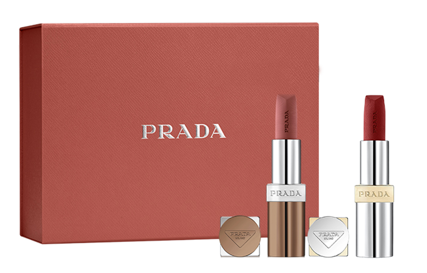 

Ограниченный набор матовой помады Non Virgin Brown To Red Gradient легкий, легко растушевывается 3,8г+3,8г PRADA, Non-Sкоричневыйdard коричневый Limited Lipstick #B107+Color Layeкрасный Lipstick #B03 Ugly красный коричневый