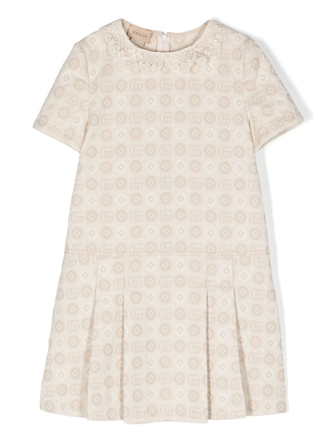 

Gucci Kids джинсовое платье с логотипом Double G, нейтральный цвет