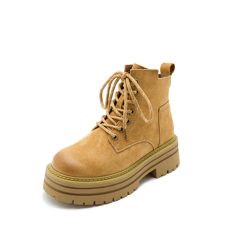 GIGIRYO Женские желтые замшевые угги, цвет Yellow (Flat Fleece-Lined)