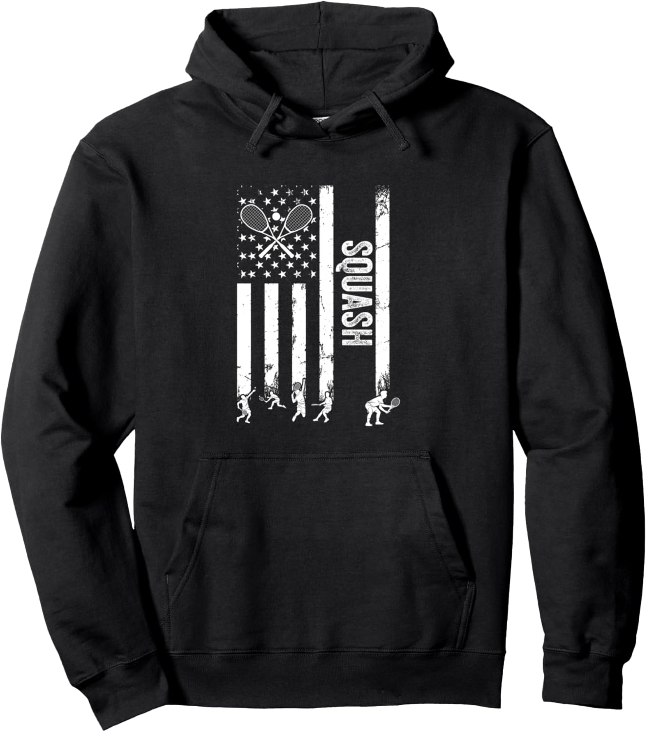 

Американский флаг, сквош, спорт, игрок в сквош, худи для сквоша Squash Designs, черный