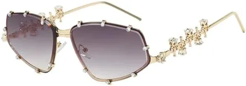 

Солнцезащитные очки с бриллиантами 2027 для женщин, винтажные, с защитой от УФ-излучения UV400, со стразами, женские, панк и мужские очки MTZJH, Gold-gray