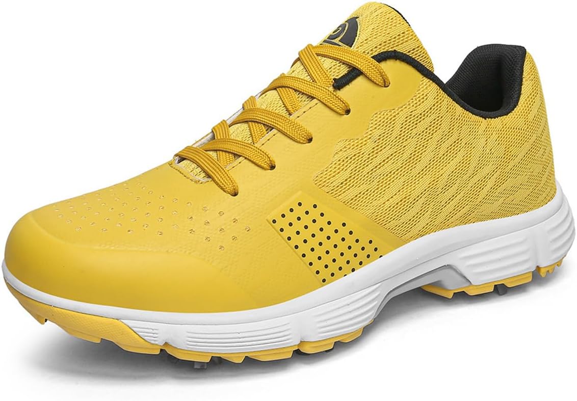 

Мужские гольф-кроссовки с 7 шипами, противоскользящие, водонепроницаемые, для тренировок и ходьбы, удобная обувь для гольфа Omcam, желтый
