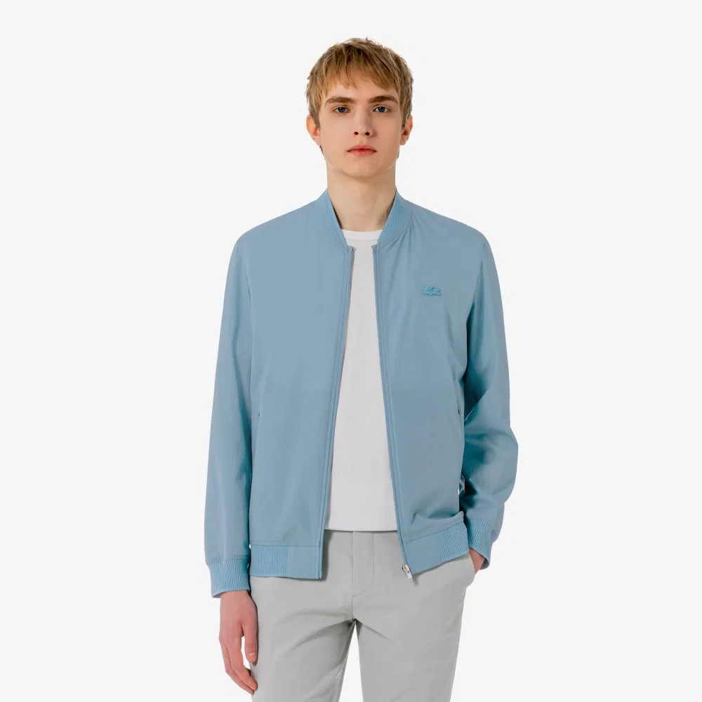 Мужской летний бомбер в стиле стадион синий от Lacoste
