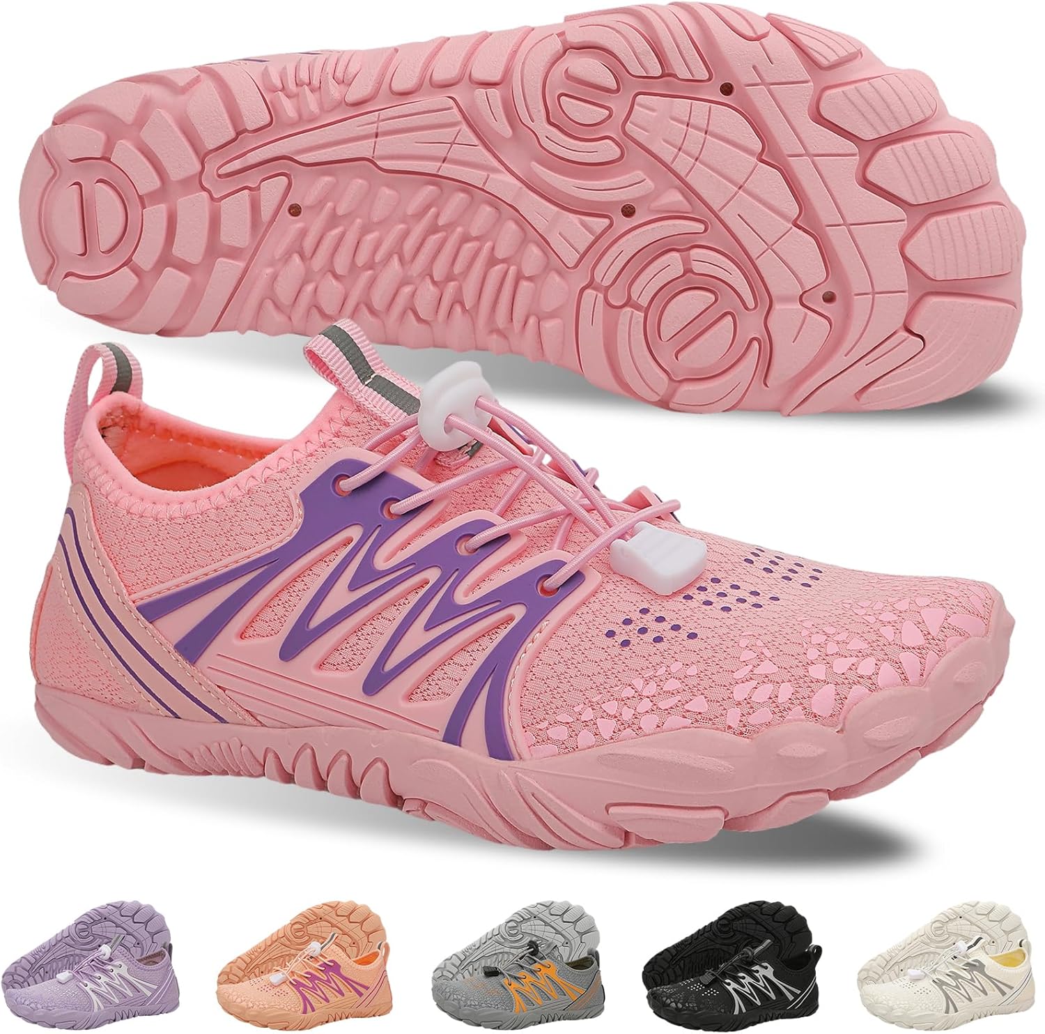 

Кроссовки для походов для женщин и мужчин - легкие водонепроницаемые кроссовки с быстрым высыханием и нескользящей подошвой для пеших прогулок, водных видов спорта и пляжного отдыха с широкой носочной частью Ieirye, розовый