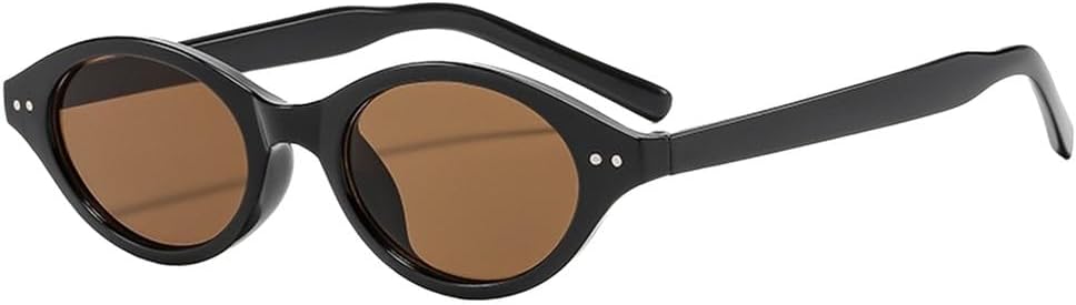 

Солнцезащитные очки в стиле ретро, ​​маленькая оправа, овальная форма, универсальные, тонкие, для активного отдыха, путешествий и поездок на работу UJNHGQ, Black Brown