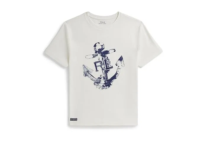 Футболка с якорным принтом Anchor-Print Cotton Jersey Tee Polo Ralph Lauren Kids, Deckwash White