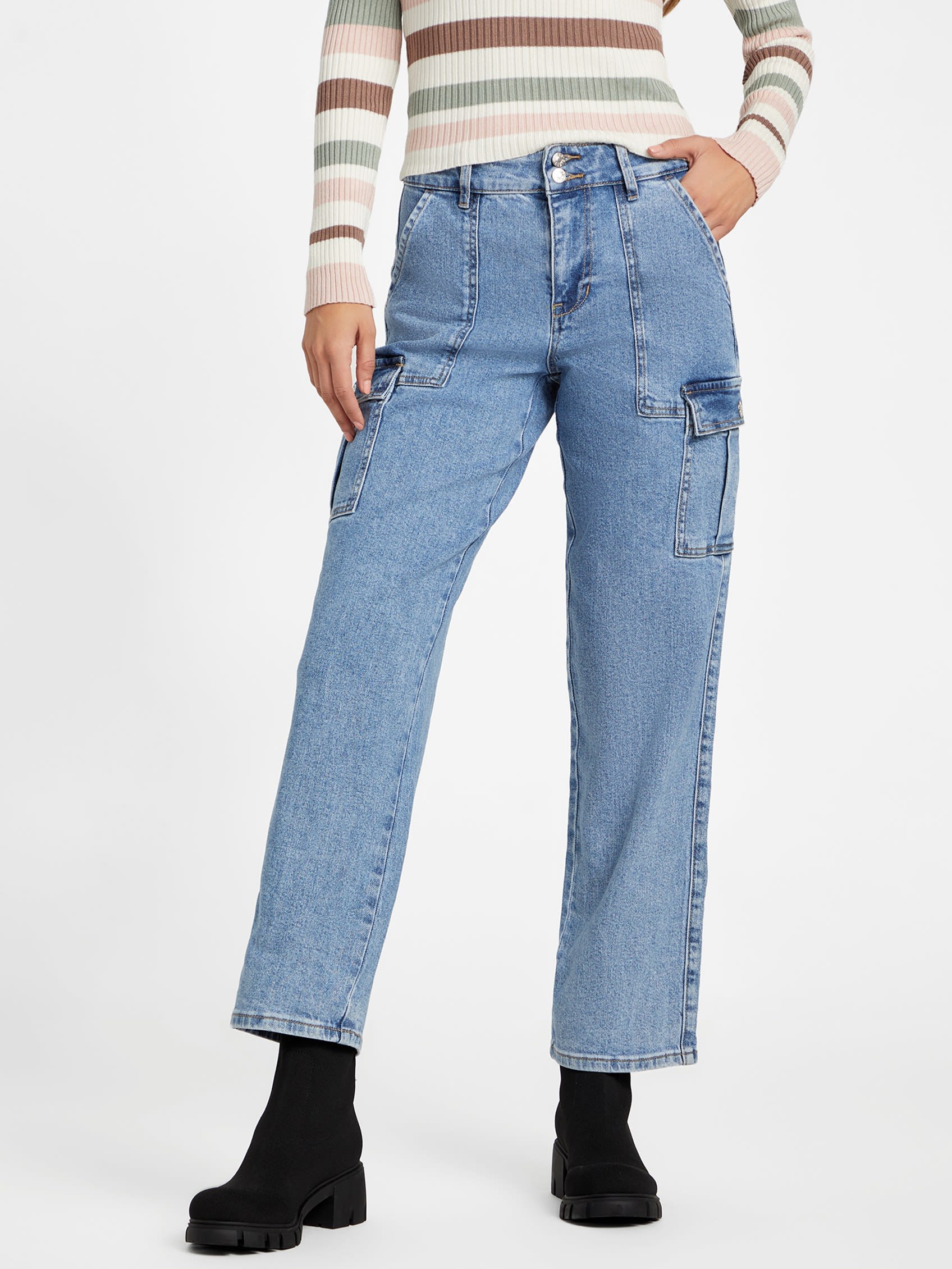 

Джинсы-карго Hailey с высокой посадкой Guess Factory, цвет medium wash