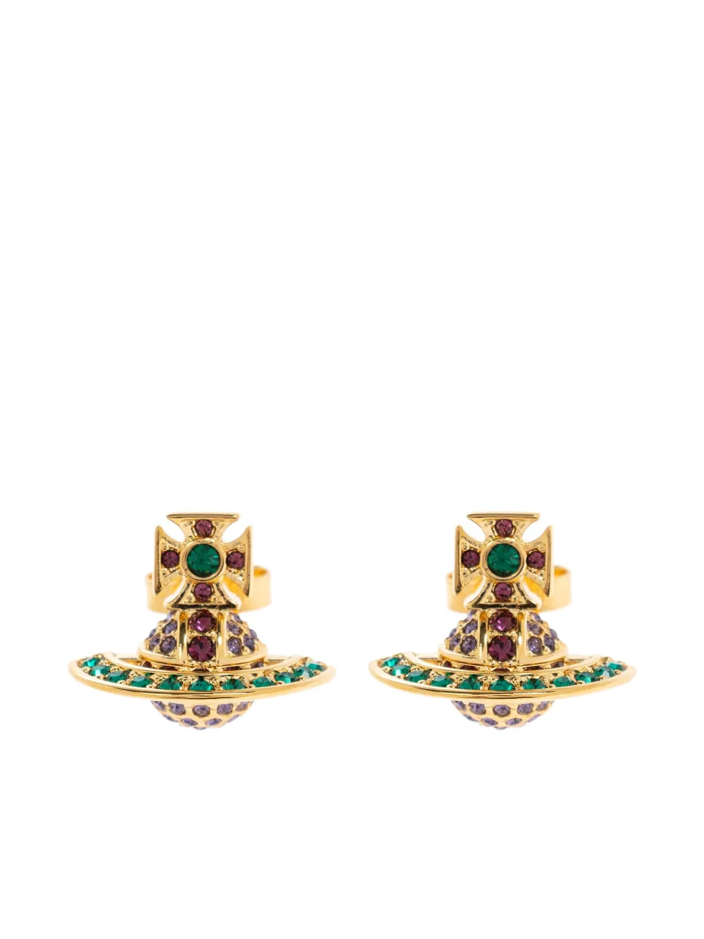 

Серьги-кресты с кристаллами и эмблемой Orb Vivienne Westwood, золотой