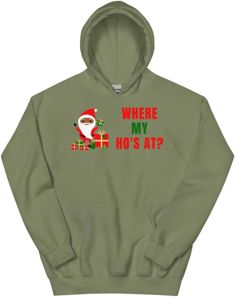 Толстовка Unisex Where My Ho's At Ugly Christmas Sweater Funny Santa Generic, темно-зеленый