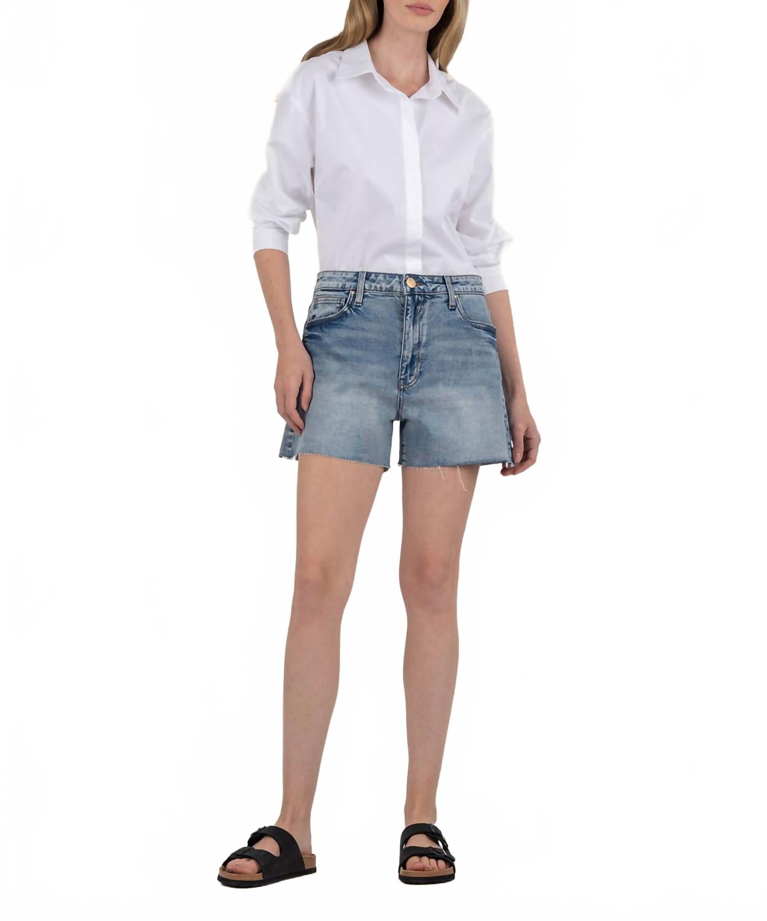 

Taylor Джинсовые шорты с высокой посадкой KUT FROM THE KLOTH, Denim