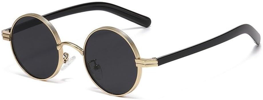 

Ретро маленькие круглые металлические панк-солнцезащитные очки для женщин, модные прозрачные линзы, трендовая оправа, защита от УФ-излучения UV400 для мужчин SKFGNX, Golden Black Gray