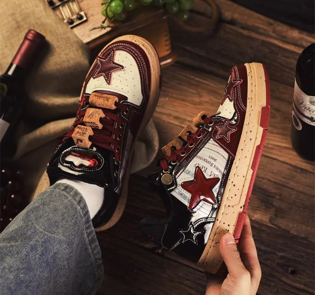 Мужские массивные кроссовки Star Shoes Y2K в ретро-стиле, кожаные кроссовки на шнуровке, легкая и удобная обувь для ходьбы для мужчин и женщин Generic — фото 4