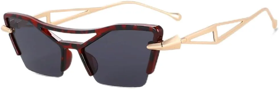 

Солнцезащитные очки LVTFCO Oversized Half Frame Double Beam для женщин, градиентные солнцезащитные очки с защитой от УФ-излучения UV400, модные очки, C7redleopard