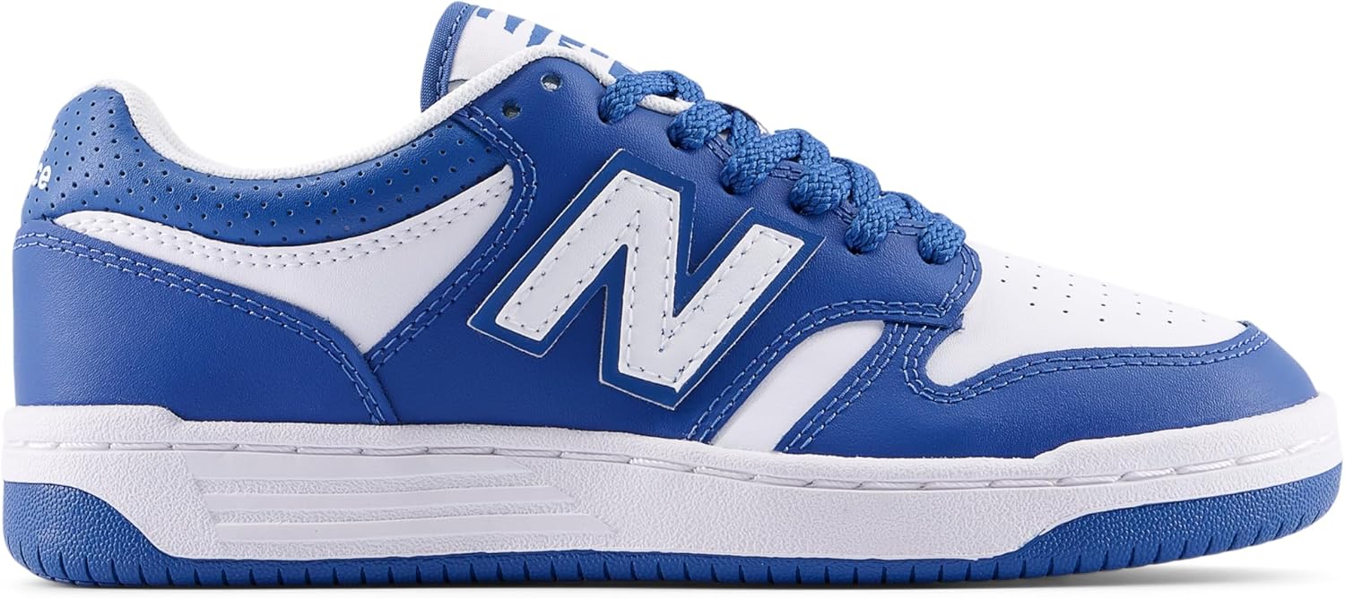 Детские кроссовки New Balance 480 V1 на шнуровке (унисекс), белый/синий — фото 3