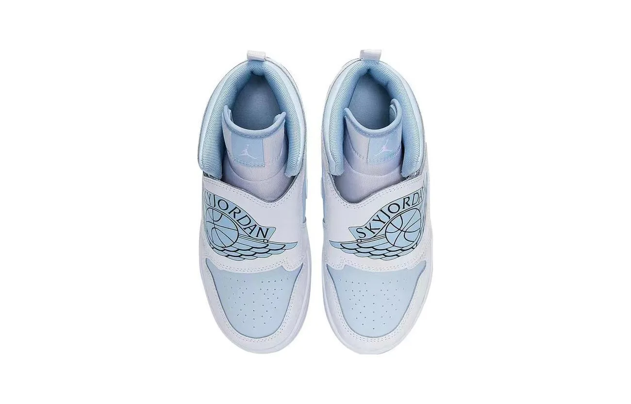 Jordan Кроссовки детские баскетбольные Air 1 Abrasion Resistant High top бело-синие для детей 3-7 лет — фото 4