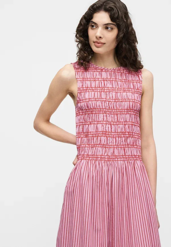 Платье миди Smocking stripe Tommy Hilfiger, розовый — фото 4