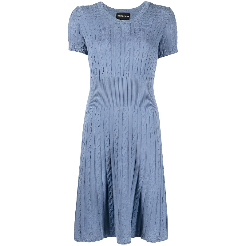 

EMPORIO ARMANI SS22 Женское платье с короткими рукавами синего цвета