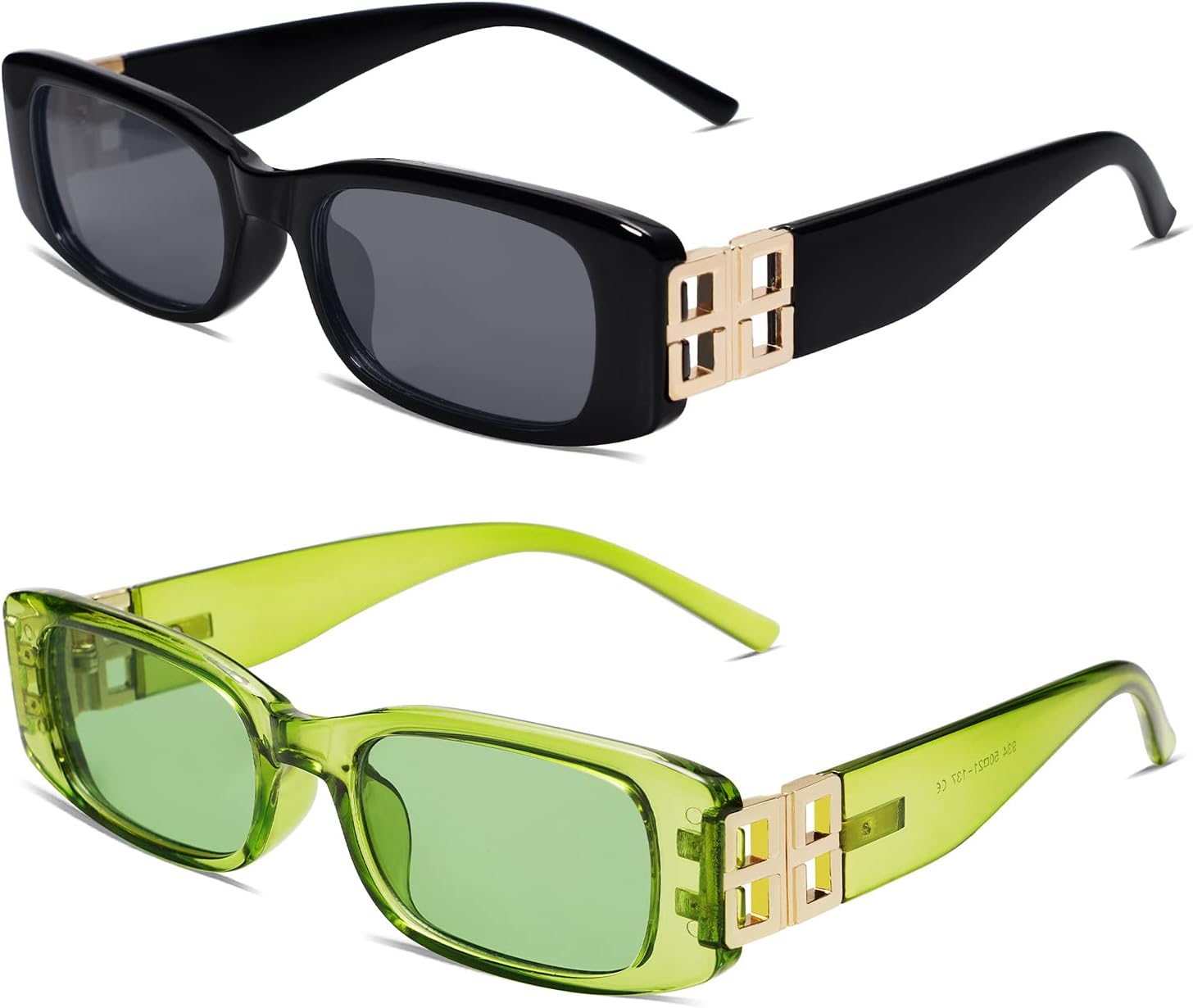 

Солнцезащитные очки Allarallvr прямоугольной формы для женщин, ретро-стиль 90-х, модный дизайн Y2K, классический винтажный квадратный дизайн, AR82037, B2 Pack Darkblack+green