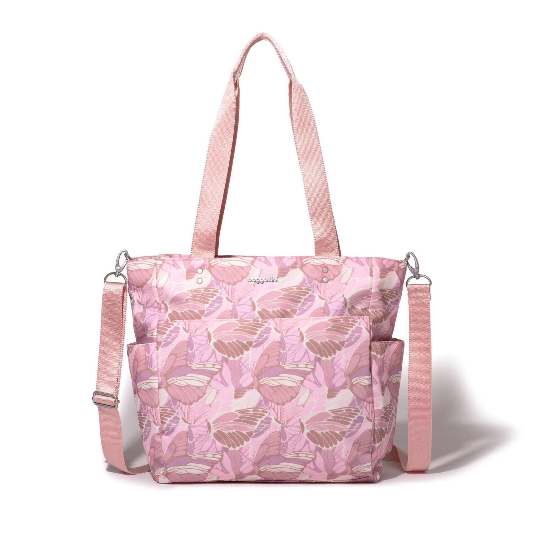 

Baggallini Женская повседневная большая сумка Carryall, цвет Pink Butterfly Print