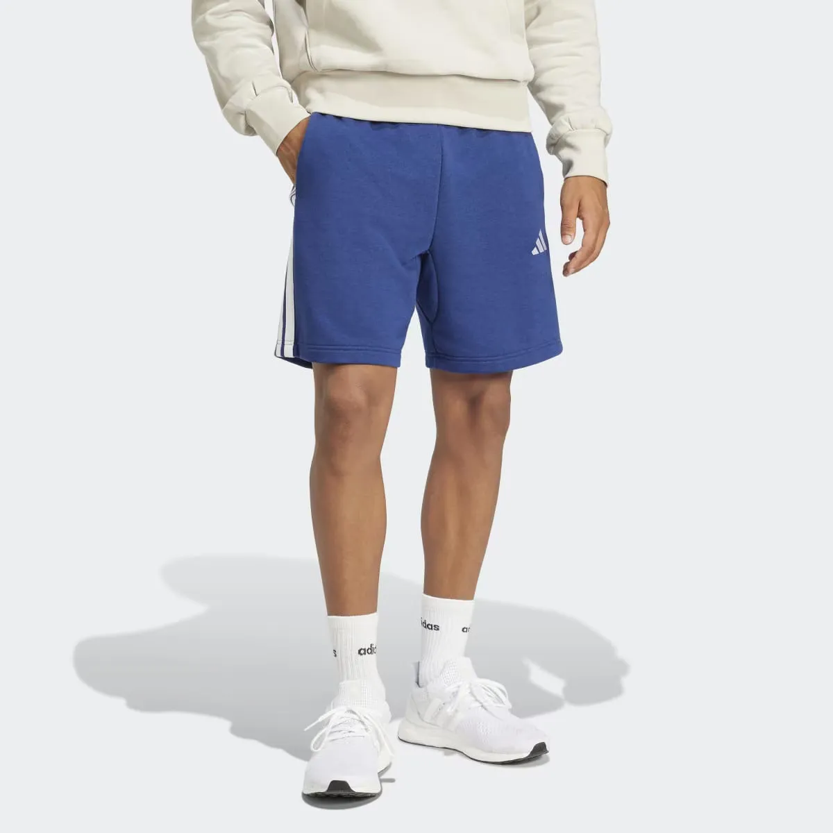 Мужские шорты Adidas Essentials French Terry с тремя полосками, синий — фото 4