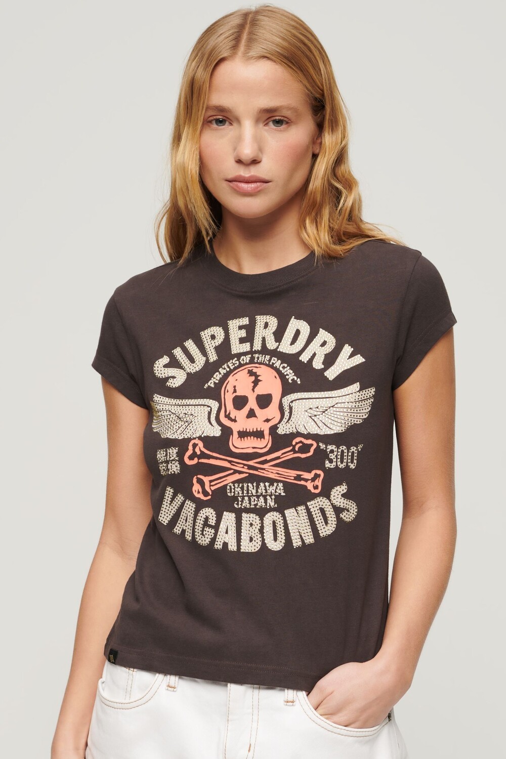 

Футболка с короткими рукавами и декором Superdry, коричневый