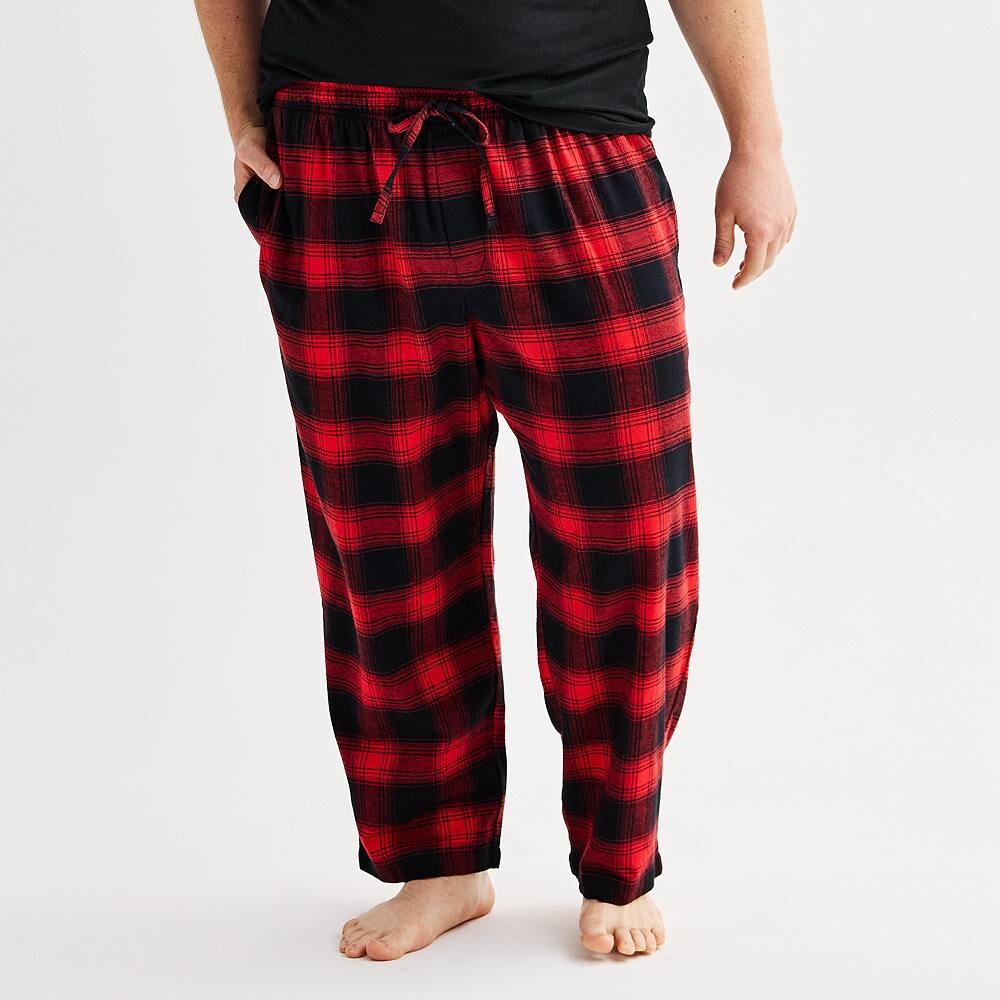 

Big & Tall Sonoma Goods For Life Фланелевые пижамные брюки с завязками, цвет Red Black Ombre