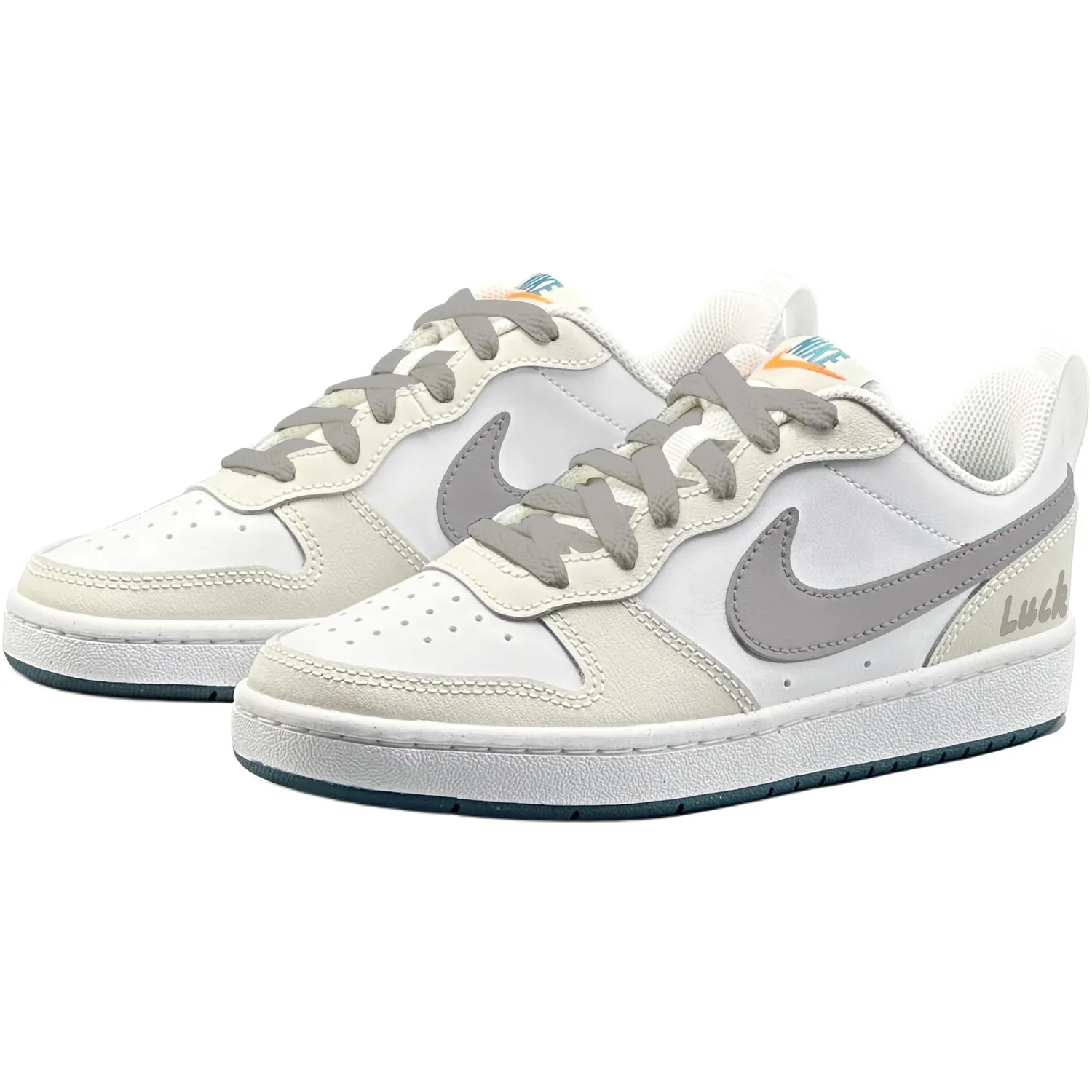 Court Borough 2 Lucky Hourglass Leather Slip Resistant Abrasion Resistant Cushioning Low top Nike, экрю — фото 4
