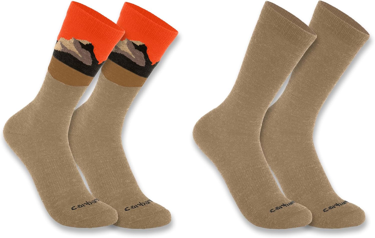 

Носки Carhartt мужские Mountain Crew средней плотности SC9592M из смеси синтетической шерсти и шерсти, 2 пары, Asst03 Green