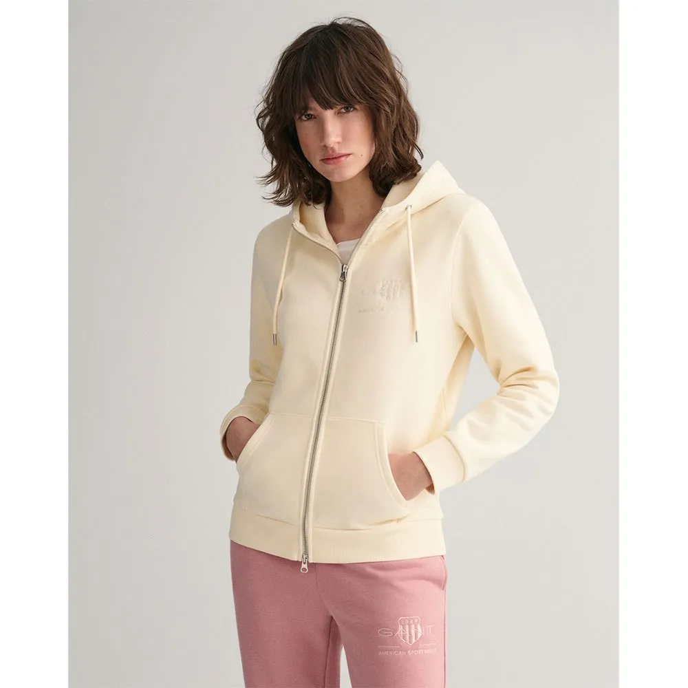 

Толстовка Gant Reg Tonal Shield full zip, бежевый