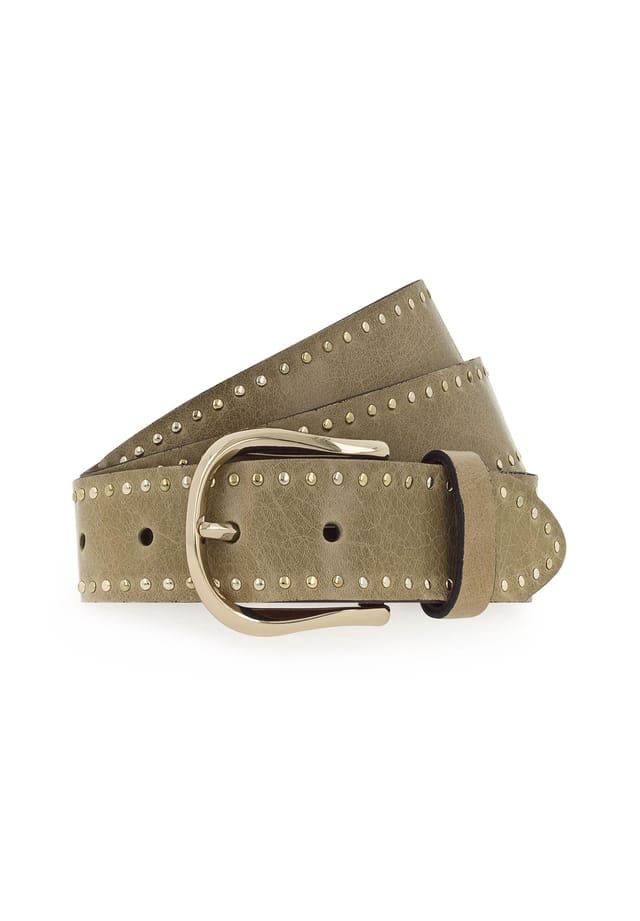 

Ремень из кожи с заклепками B.Belt, хаки