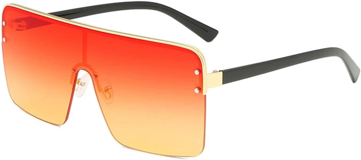 

Модные солнцезащитные очки большого размера для женщин и мужчин, трендовые, роскошные, цельные, для летнего пляжного отдыха, солнцезащитные очки UV400 TKKTLLT, Black Orange Red